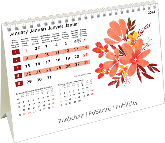 Desk calendar 2024 Flower Art