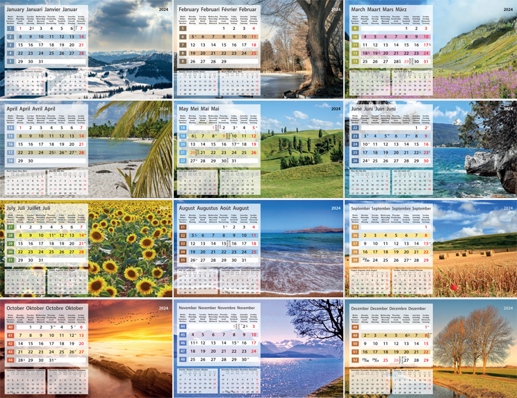 Desk calendar 2024 Serenity 13p 21x15cm Images