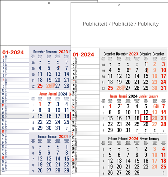 Shipping calendar 3 months 2024 Memo