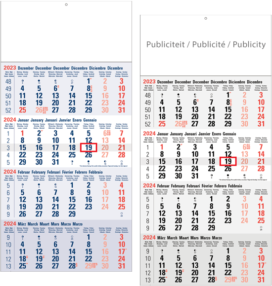 Shipping calendar 4 months 2024 Classic