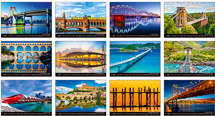 Wall calendar 2024 Bridges 13p 45x38cm Images