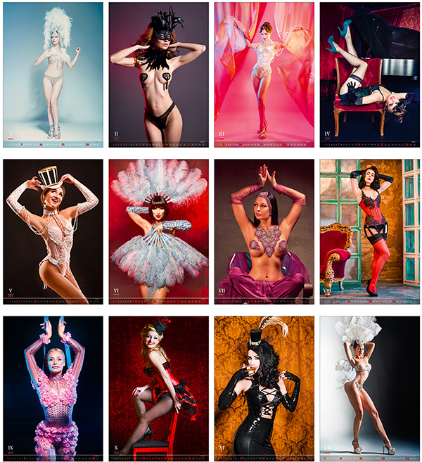 Wall calendar 2024 Pin-Up Burlesque 13p 34x55cm Images