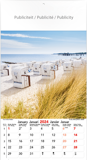 Wall calendar 2024 Seaside 13p 30x47cm