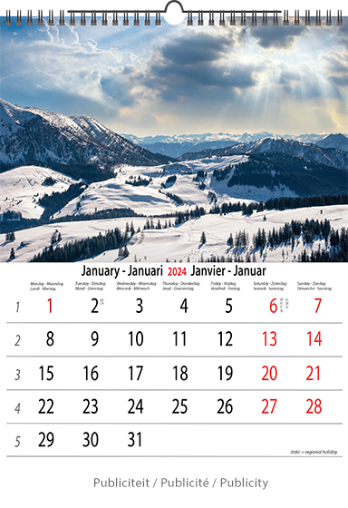 Wall calendar 2024 Serenity 13p A4 A3